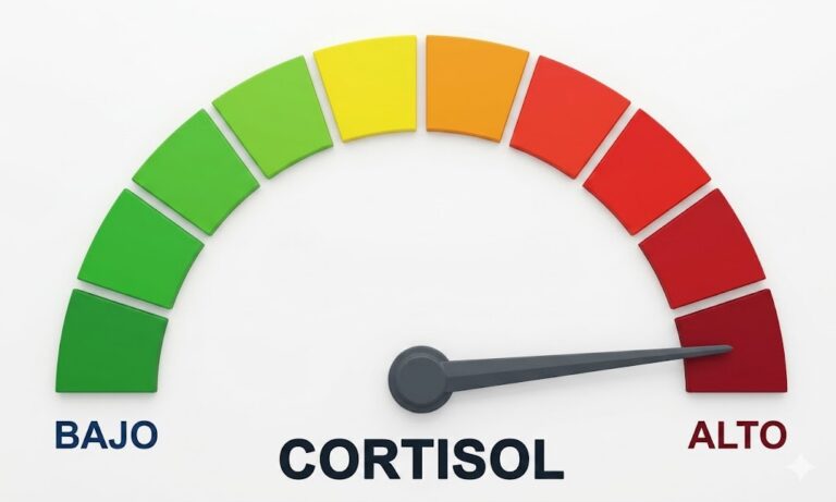 Gráfico que representa el aumento de los niveles de cortisol por estrés